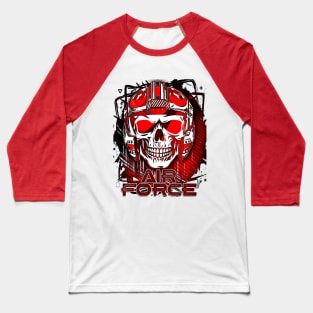 Fighter Jet Pilot Skull Helmet Baseball T-Shirt